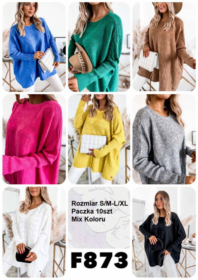 Swetry damskie Roz S/M-L/XL. Mix kolor. Paczka 10 szt